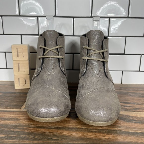 Toms Desert Wedge Women's Size 8.5 Shoes Metallic Lace Up Comfort Ankle Boot - Picture 2 of 13